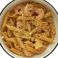 Паста с креветками и мини-кукурузой в Cheese Knock