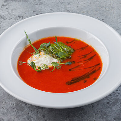 Томатный суп со страчателлой в Terra&Mare по цене 550 ₽