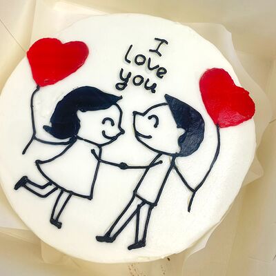 Бенто-торт Девочка и мальчик с шариками в Кондитерский дом Медовый по цене 1900 ₽