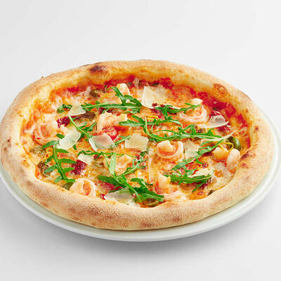 Пицца с креветками по-средиземноморски в Марчеллис по цене 850 ₽