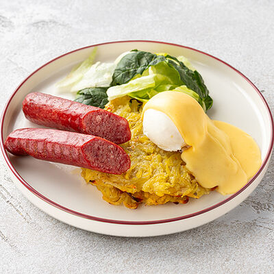 Драники с колбаской из говядины в Шоколадница по цене 550 ₽