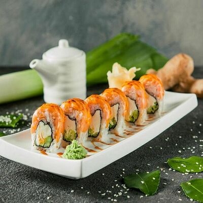 Запеченная Филадельфия с лососем в Баклажан в ТЦ 