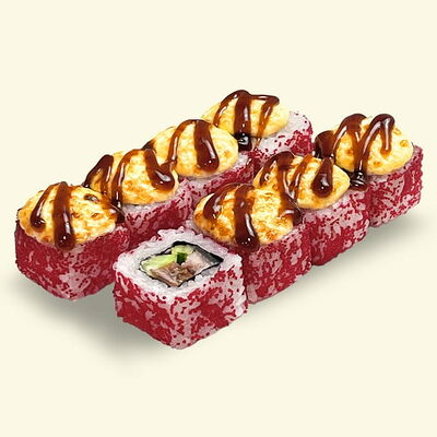 Ролл Калифорния с угрём Запечённая в Khaki Sushi по цене 484 ₽