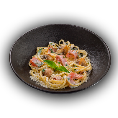 Спагетти с ветчиной и грибами в Пицца Пи по цене 499 ₽