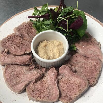 Язык отварной с хреном и солёным огурцом в Столовая по цене 454 ₽