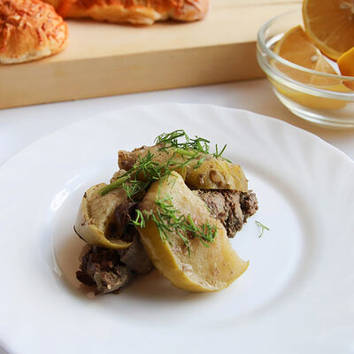 Печень куриная с яблоками в Тарелку съел по цене 160 ₽