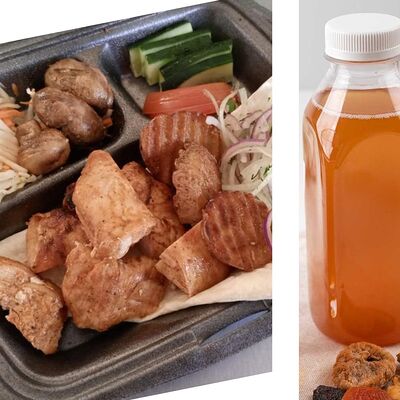 Комбо комплексный обед с курицей и компот из сухофруктовв Шашлык Шаурма на углях по цене 750 ₽