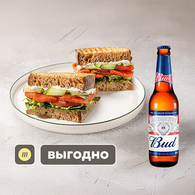 Сэндвич и Bud безалкогольный в Шоколадница по цене 600 ₽