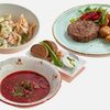 Сытный комбо: Оливье, Борщ, Бифштекс с картофелем в Пшеница по цене 1530