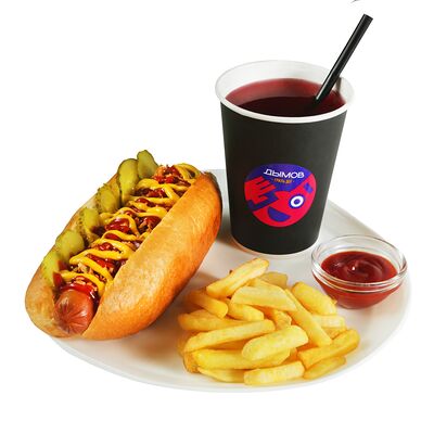 Комбо с хот-догом Дания в Дымов гриль дог по цене 689 ₽