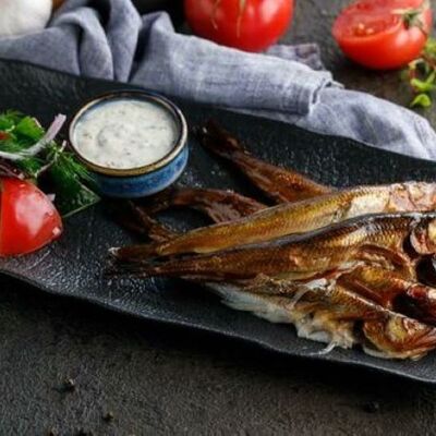 Корюшка горячего копчения в Баклажан в ТЦ 