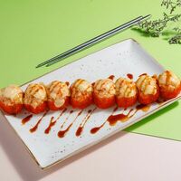 Запеченный ролл с гребешком и васабико в Сушки на макушке