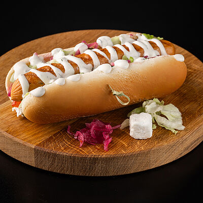 Греческий хот-дог в DARK SIDE шаурма & гриль по цене 445 ₽