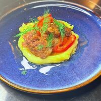 Жареная печень индейки с картофельным пюре в Мацони