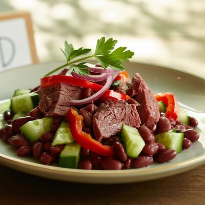 Салат с томленым языком и красной фасолью в Фабрика-кухня ex. The Black Door по цене 20 р.