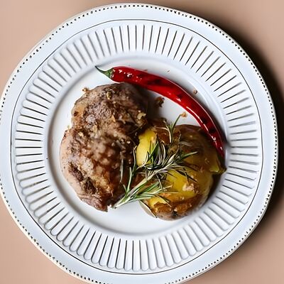 Свиная шея на гриле с картофелем в СВОИ по цене 26 р.