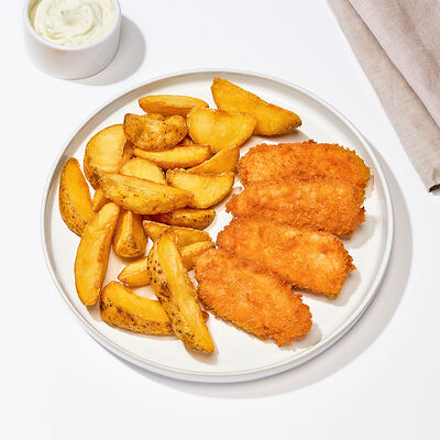 Наггетсы из свежего лосося с картофелем по-деревенски в Много лосося по цене 720