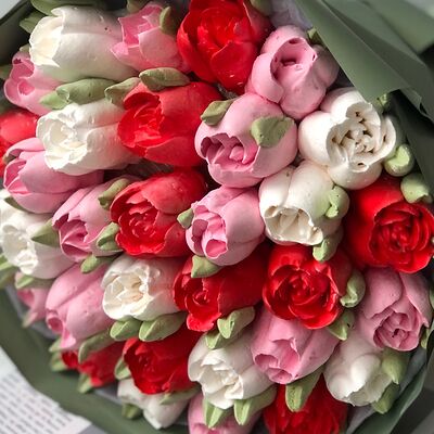 Зефирные тюльпаны Микс 2 в Fujibox по цене 3400 ₽