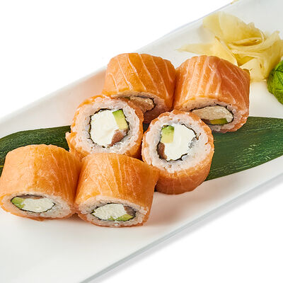 Ролл Филадельфия с лососем в Sushi & Poke по цене 850 ₽