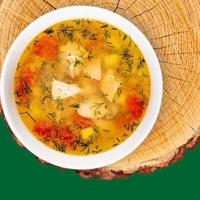 Куриный бульон с яйцом и сухарикамив Кафе калитка по цене 88 ₽