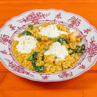 Сливочный птитим с креветками и соусом биск в Сорренто by Novikov по цене 760 ₽