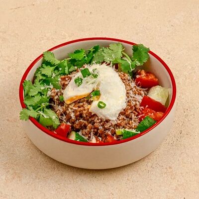 Греча с яйцом пашотв Хачапури: выпечка & вино по цене 360 ₽