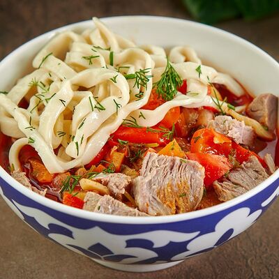 Лагман с говядиной в Айран по цене 399 ₽