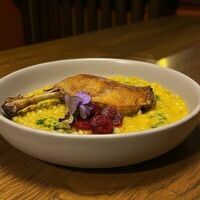 Утиная ножка на гриле с гарниром из полбы в стиле ризотто в Порт