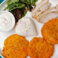 Драники из тыквы и моркови с курицей в Тепло