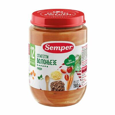 Пюре Спагетти Болоньезе с 12 месяцев, Semper, Испания в Азбука Вкуса Экспресс Меню по цене 173 ₽