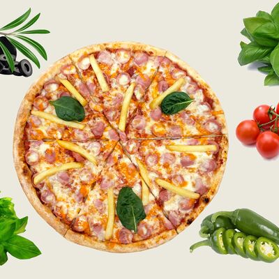 С сосисками и картофелем фри в Gaga-Pizza по цене 490 ₽