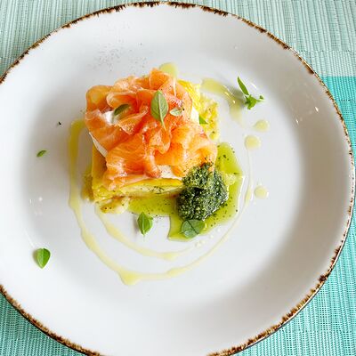 Картофельный гратен с лососем в Полианто по цене 600