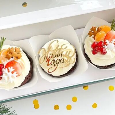 Набор капкейков «Новогодний» 3 шт. в Tortterry по цене 1200 ₽