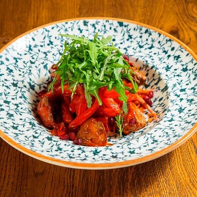 Теплый салат с жареной печенью цыплёнка в Вах!Хинкали по цене 610 ₽