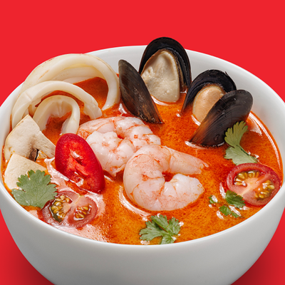 Хайнаньский суп с морепродуктами и рисом (аналог Том Ям) в ЧИХО по цене 740 ₽