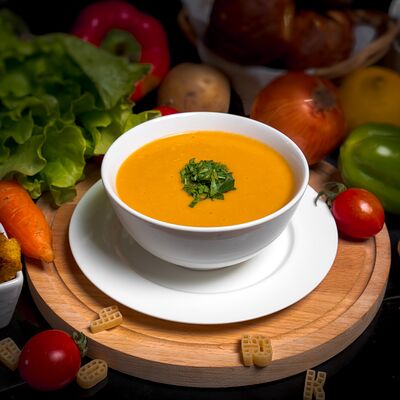 Детский крем-супчик с тыквой и кукурузой в Тесоро по цене 420 ₽