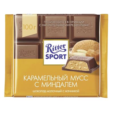 Ritter Sport Шоколад Молочный карамельный мусс с миндалем в Proкофий по цене 149 ₽