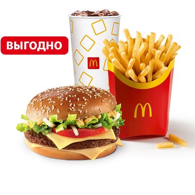 Биг Тейсти Джуниор Большой МакКомбо в Макдоналдс по цене 320 ₽