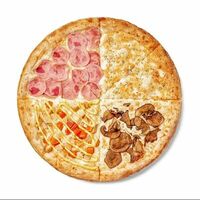 Пицца 4 вкуса на толстом тесте в Томат и чеддер