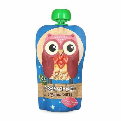 Пюре Яблоко, банан, клубника, овсянка с 6 месяцев, Peek-a-boo, Испания в Азбука Вкуса Экспресс Меню по цене 142 ₽