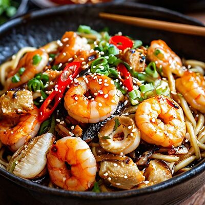 Лапша Удон с Морепродуктами в РАКИДОНА по цене 490 ₽