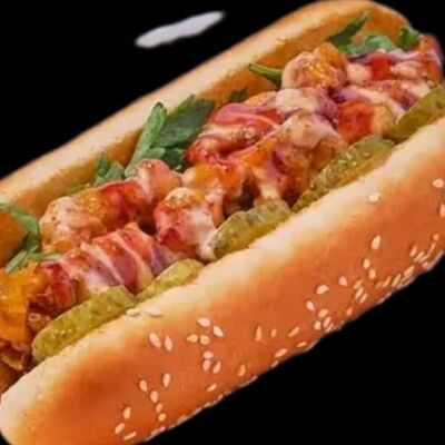 Хот-дог с кебабомв Вкусная шаурмаХАЛЯЛЬ по цене 435 ₽