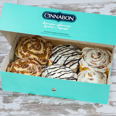 6 булочек ассорти 4 синнабона и 2 шокобона в Cinnabon по цене 1675 ₽