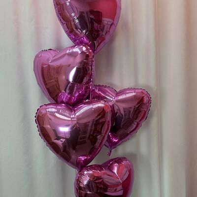 Фонтан из 5 фольгированных сердец розового цаетав Yam Flowers по цене 2000 ₽