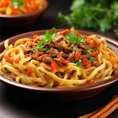 Лагман жареный в Уголок вкуса №1 по цене 390 ₽