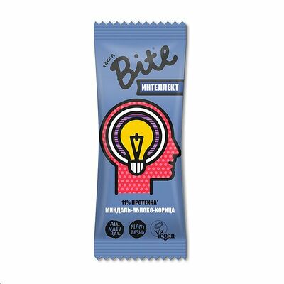 Орехово-фруктовый батончик Интеллект Миндаль-яблоко-корица протеиновый Bite в Азбука Вкуса Экспресс Меню по цене 105 ₽