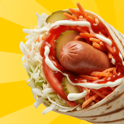 Хот-Дог в лаваше Сарделька Брюкке в Горчица по цене 373 ₽