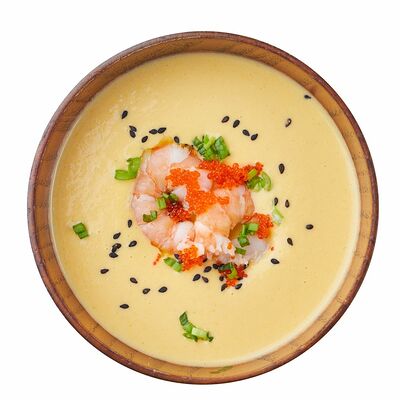 Кукурузный крем-суп с креветками в J‘PAN по цене 420 ₽