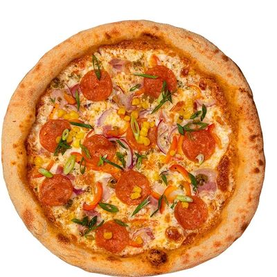 Пицца острая с пеперони, беконом и кукурузой в Дядюшка Joe по цене 960 ₽