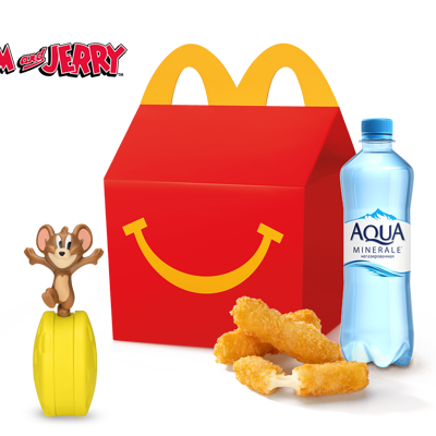 Хэппи Мил с Сырными палочками или Салатом Овощным в Макдоналдс по цене 189 ₽